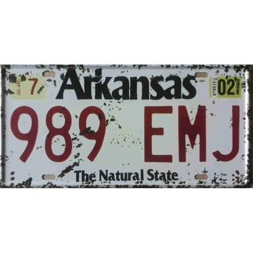 Arkansas State of America metal license plate