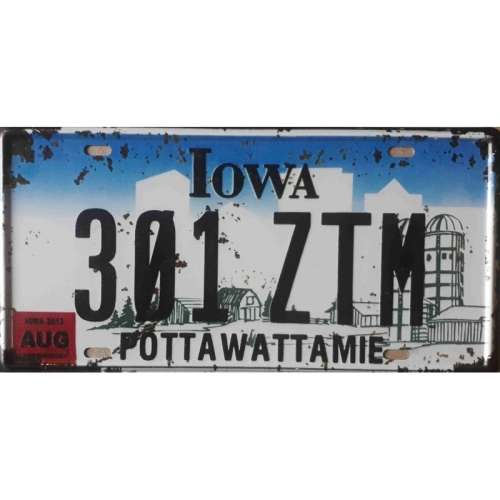 Iowa State of America metal license plate