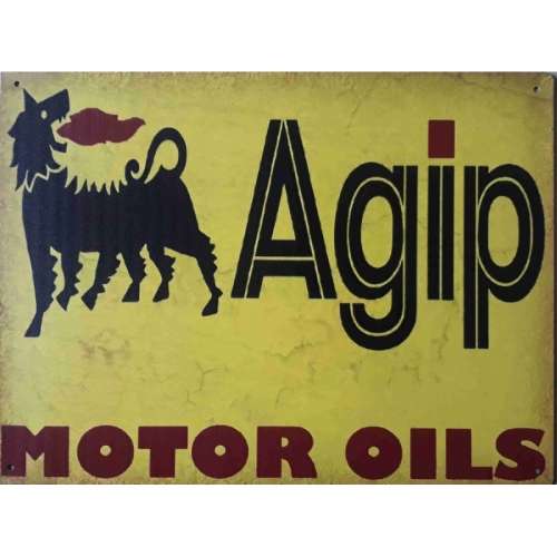 Agip motor oils garage metal sign.