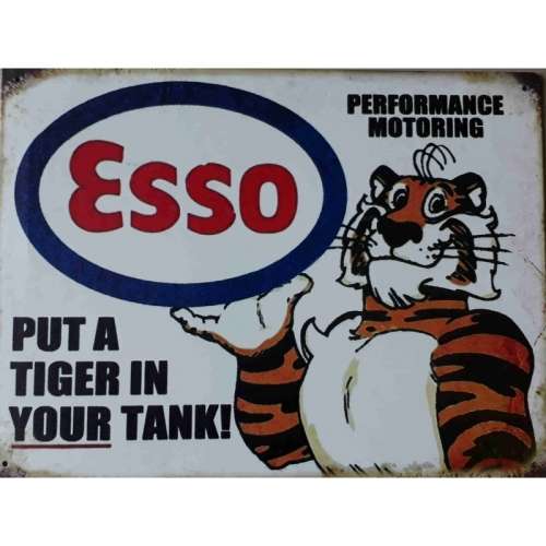 Esso, put a tiger in your tank metal sign.