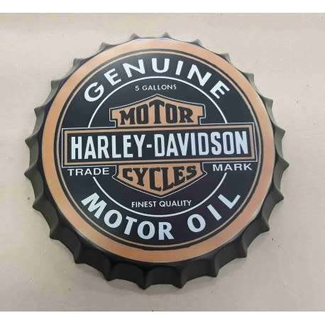 Harley-Davidson motor oil bottle cap metal sign.