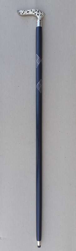 Walking stick. Rosewood with beautiful silver handle and rubber non slip bottom tip