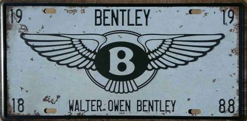 Bentley metal license plate