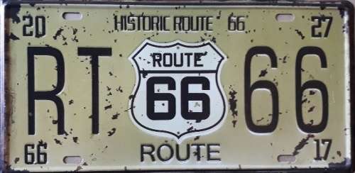 Historic Route 66 metal license plate