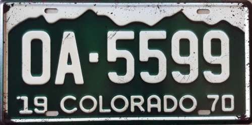 Colorado State of America metal license plate