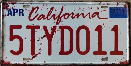 California State of America metal license plate
