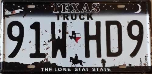 Texas State of America metal license plate