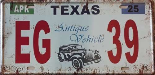 Texas State of America metal license plate