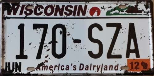 Wisconsin State of America metal license plate