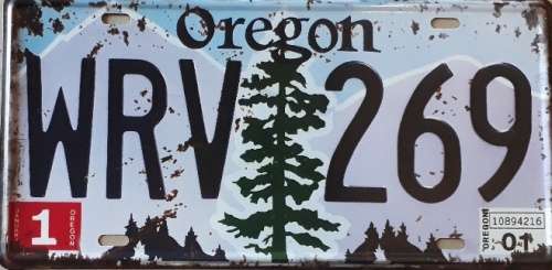 Oregon State of America metal license plate