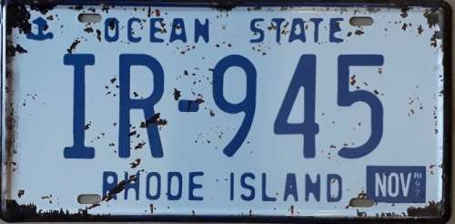 Rhode Island State of America metal license plate