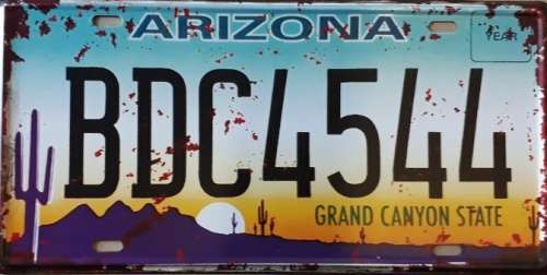 Arizona State of America metal license plate