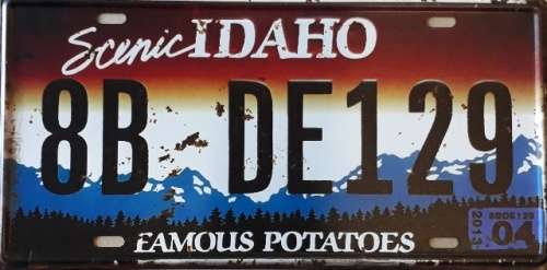 Idaho State of America metal license plate