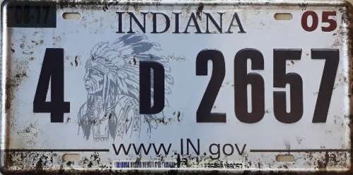Indiana State of America metal license plate