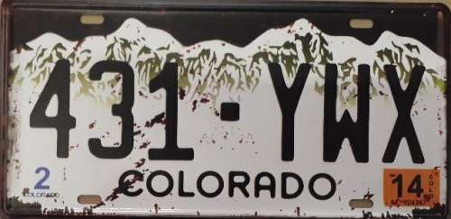 Colorado State of America metal license plate