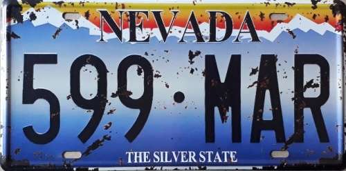 Nevada State of America distressed metal license plate
