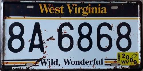 West Virginia State of America metal license plate