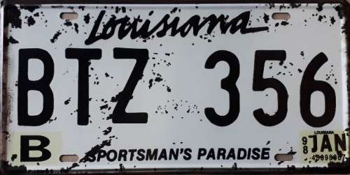 Louisiana State of America metal license plate