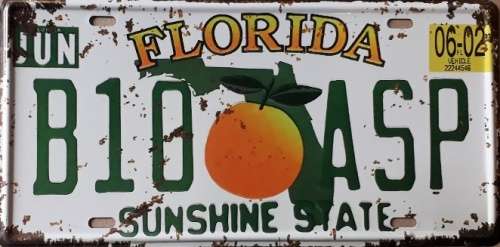 Florida State of America metal license plate