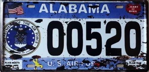 Alabama State of America metal license plate