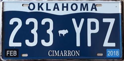 Oklahoma State of America metal license plate