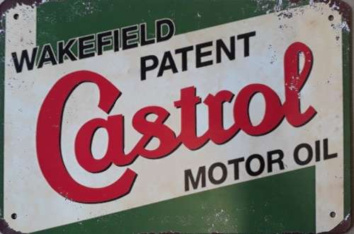 Castrol motor oil, garage metal sign.