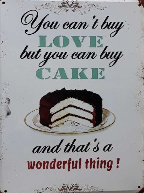 Love cake metal sign