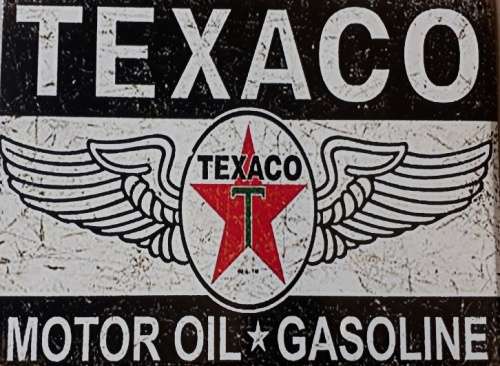 Texaco motor oil. Gasoline vintage style metal sign