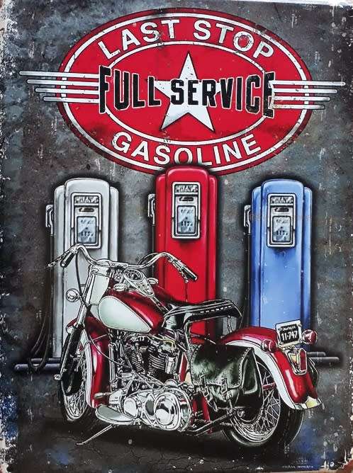 Last stop full service gasoline vintage style metal sign