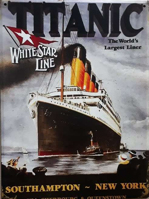 Titanic. White Star Line vintage style metal sign