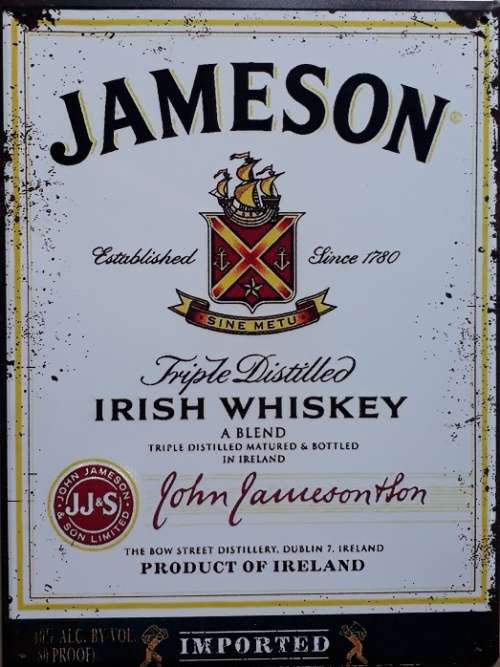 Jameson Irish Whiskey vintage style metal sign.