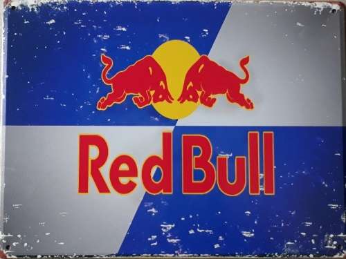 Red bull metal sign