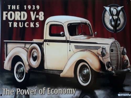 Ford v-8 trucks metal sign