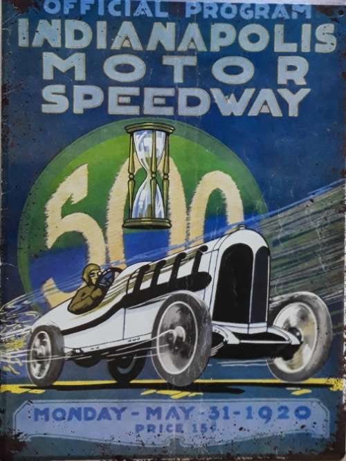 Indianapolis motor speedway. Racing metal sign