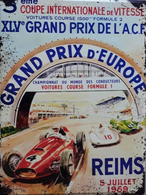 Grand prix D` Europe. Racing metal sign