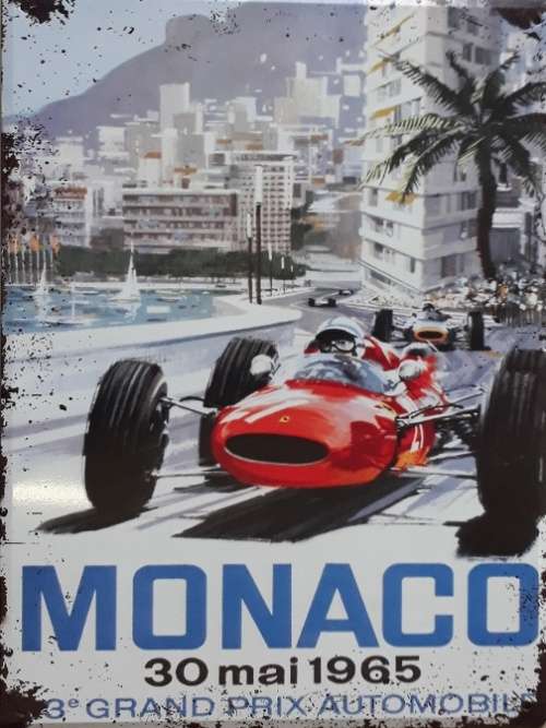 Monaco. Racing metal sign