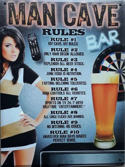 Man cave rules, beer metal sign