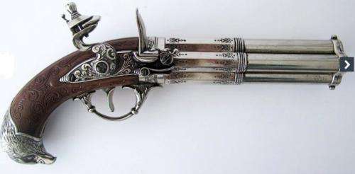 Revolving 4 Barrel Flintlock Pistol Non-Functional