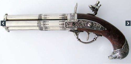 Revolving 4 Barrel Flintlock Pistol Non-Functional