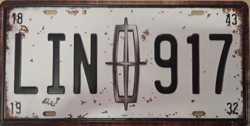 Lincoln Embossed License Plate