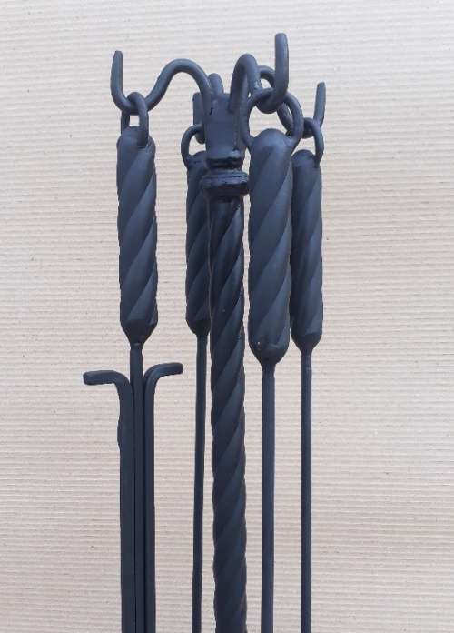 Fireplace. 5pcs Twist Wrought Iron Companion set.