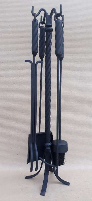 Fireplace. 5pcs Twist Wrought Iron Companion set.