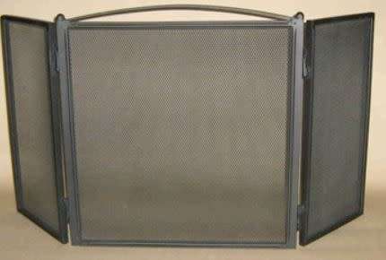 3 Panel Heavy Fire Screen With Hinged Side Panels