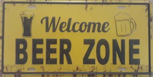Welcome Beer Zone Embossed License Plate