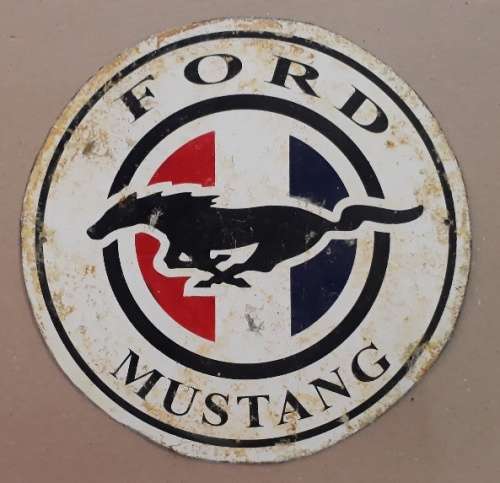 Ford Mustang Round Used Metal Sign