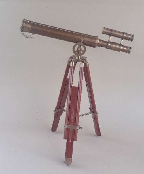 Telescope Double Barrel Antique Brass Finish 65cm Tall