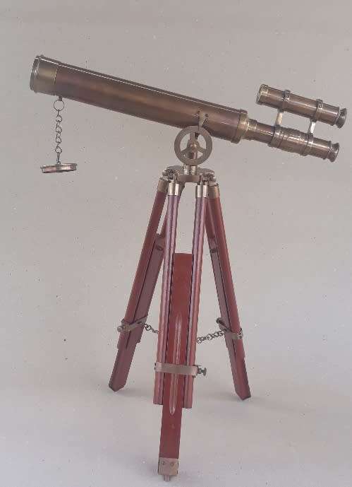 Telescope Double Barrel Antique Brass Finish 65cm Tall
