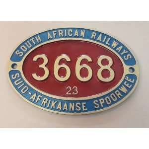 SAR. South African Railways reproduction engine plate.