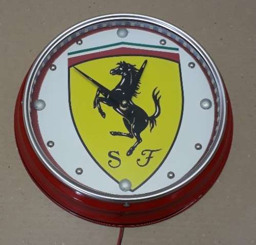 Ferrari Illuminated Metal Clock 31cm Diameter