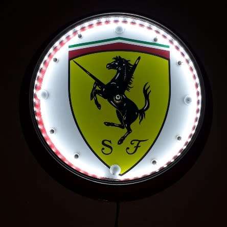 Ferrari Illuminated Metal Clock 31cm Diameter
